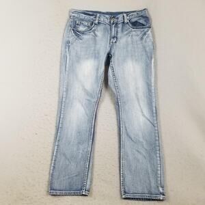 Flypaper Jeans Mens 34x32 Blue Light Wash Straight Leg Embroidered Denim Pockets